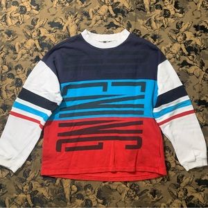 Last call! opening ceremony color block striped graphic crew neck sweater